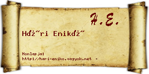 Hári Enikő névjegykártya